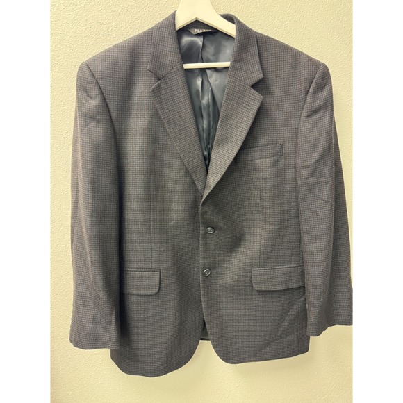 Jos A Bank Mens Gray Houndstooth 100% Wool Two Button Blazer Sport Coat - Picture 1 of 11